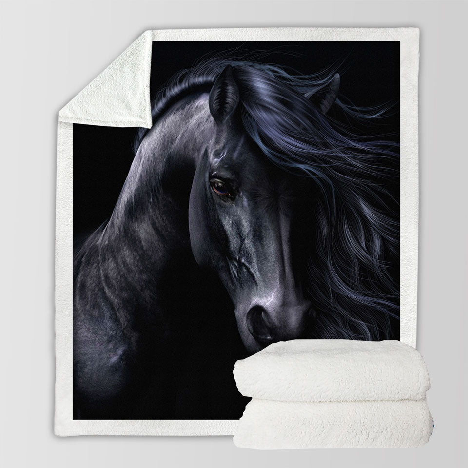 products/Elegant-Horse-Art-the-Black-Sherpa-Blanket