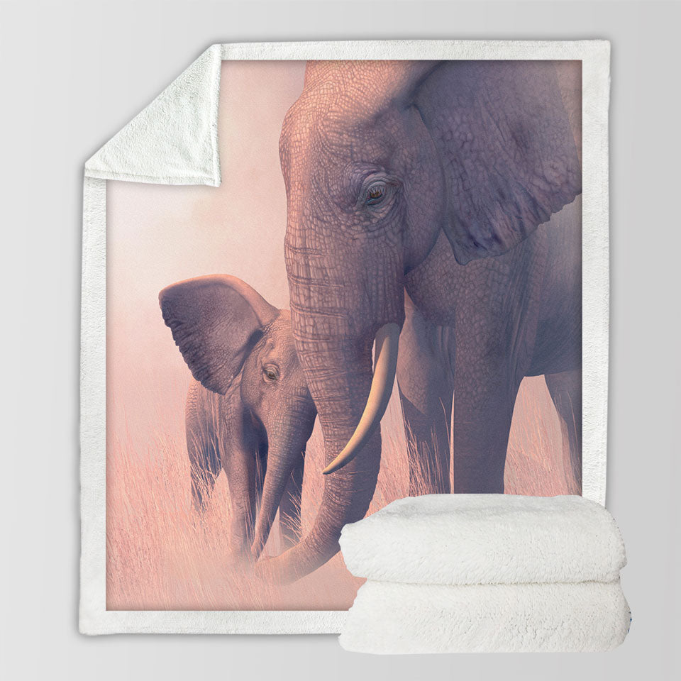 products/Elephant-Sherpa-Blanket-Cute-Baby-Elephant-and-its-Mommy-Animal-Art