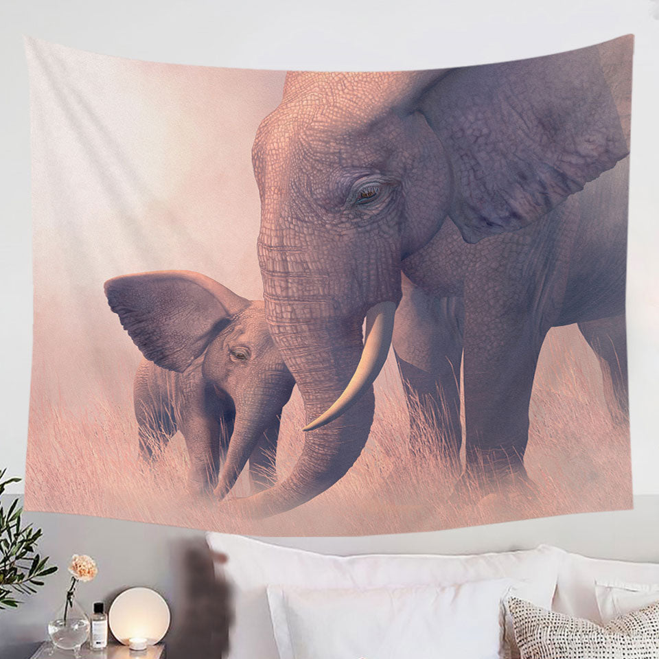 Elephant-Tapestry-Cute-Baby-Elephant-and-its-Mommy-Animal-Art