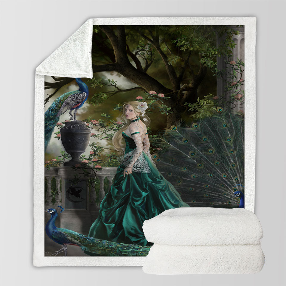 products/Emerald-Fantasy-Peacocks-and-Princess-Sherpa-Blanket