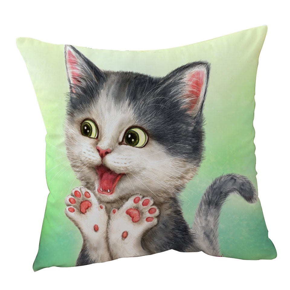 Excited Lovely Kitten Sofa Pillows for Kids