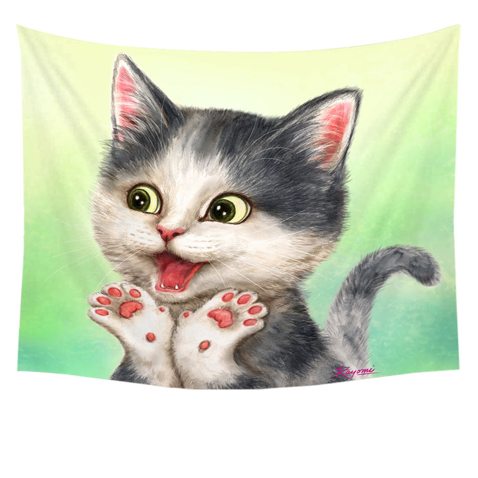 Excited Lovely Kitten Wall Decor for Kids
