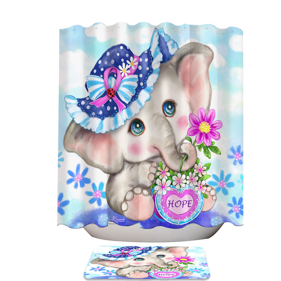 Fabric Shower Curtains and Bathroom Rugs for Kids Inspiring Design Cute Girly Elephant