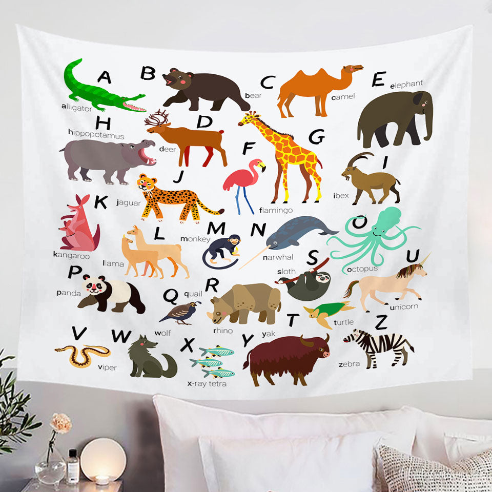 Fabric Wall Decor for Kids Alphabet Animals Names