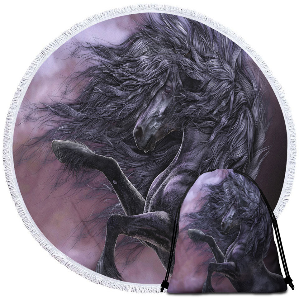Fabulous Black Horse Beach Towels and Bags Set the Ebony Fire