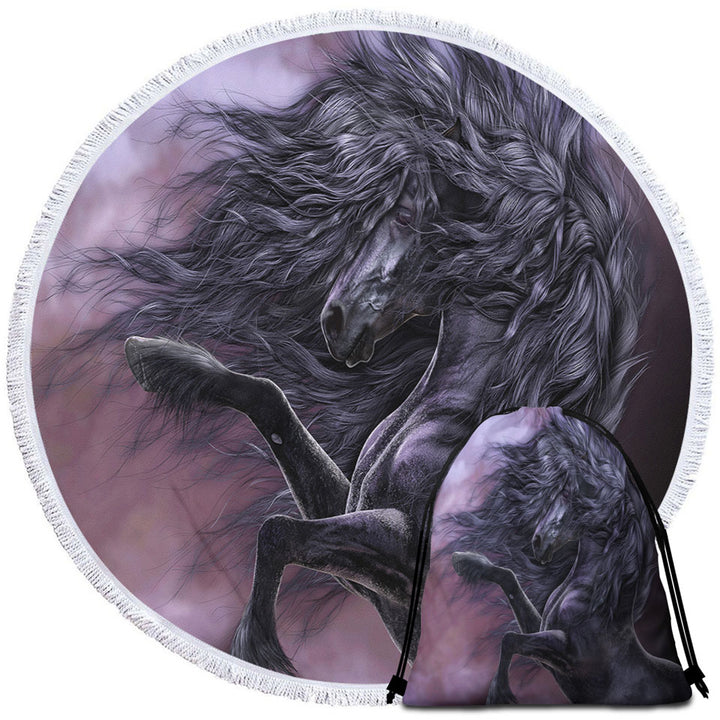 Fabulous Black Horse Beach Towels and Bags Set the Ebony Fire