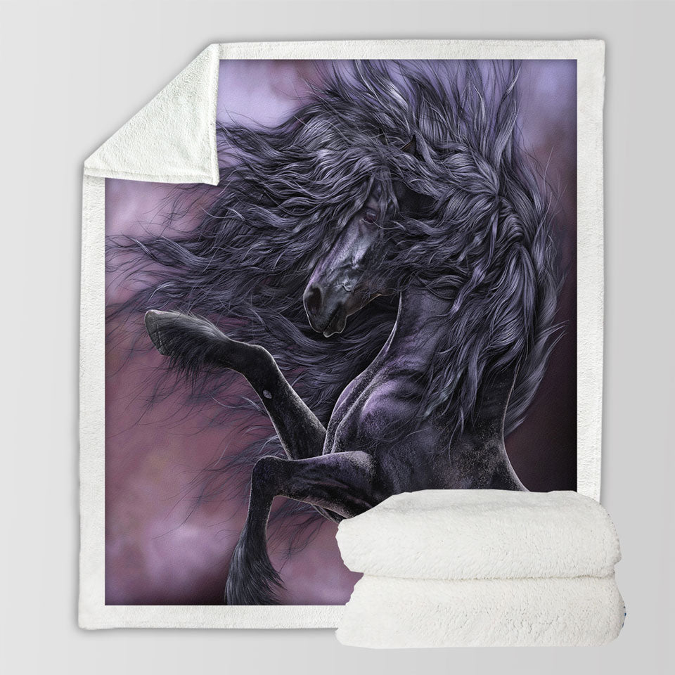 products/Fabulous-Black-Horse-Sherpa-Blankets-the-Ebony-Fire