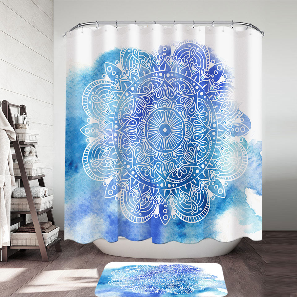 Fading Blue Purple Mandala Shower Curtain