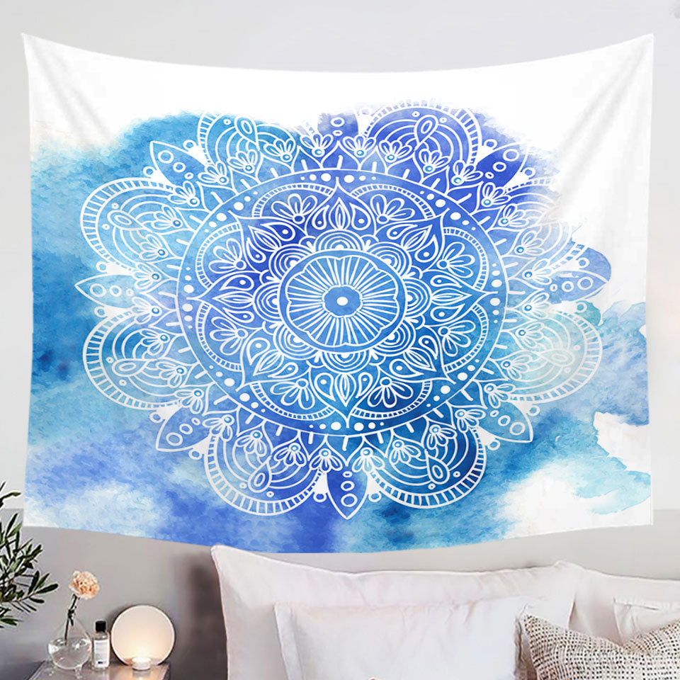 Fading Blue Purple Mandala Tapestry Wall Hanging