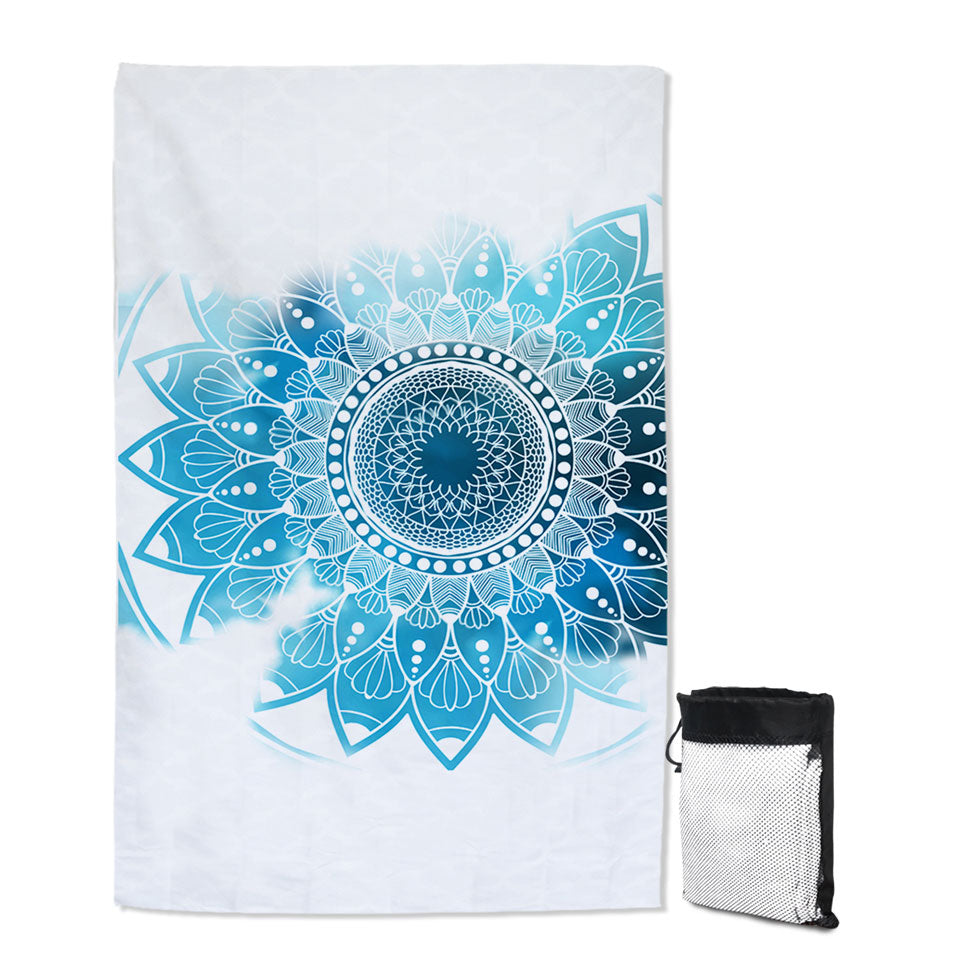 Fading Light Blue Mandala Beach Towels