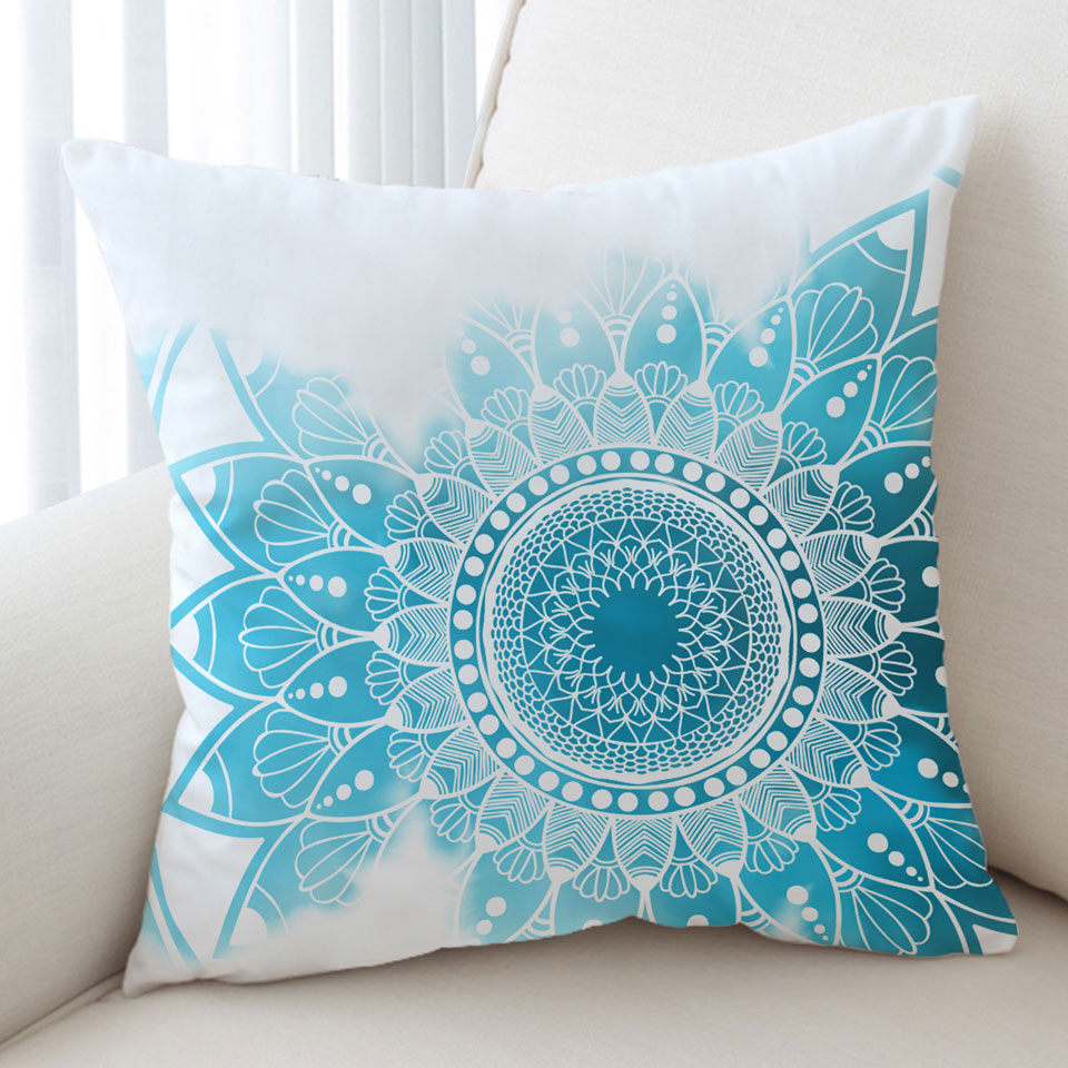 Fading Light Blue Mandala Decorative Cushions