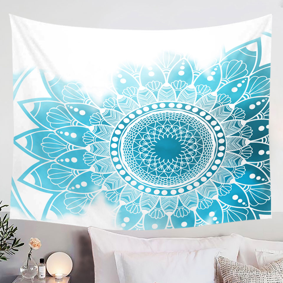 Fading Light Blue Mandala Tapestry