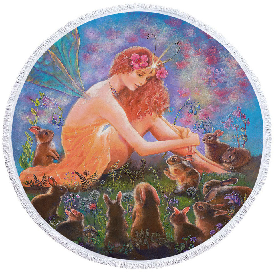 Fairy Tales Beach Towels Art the Fairy and the Velveteen Rabbit