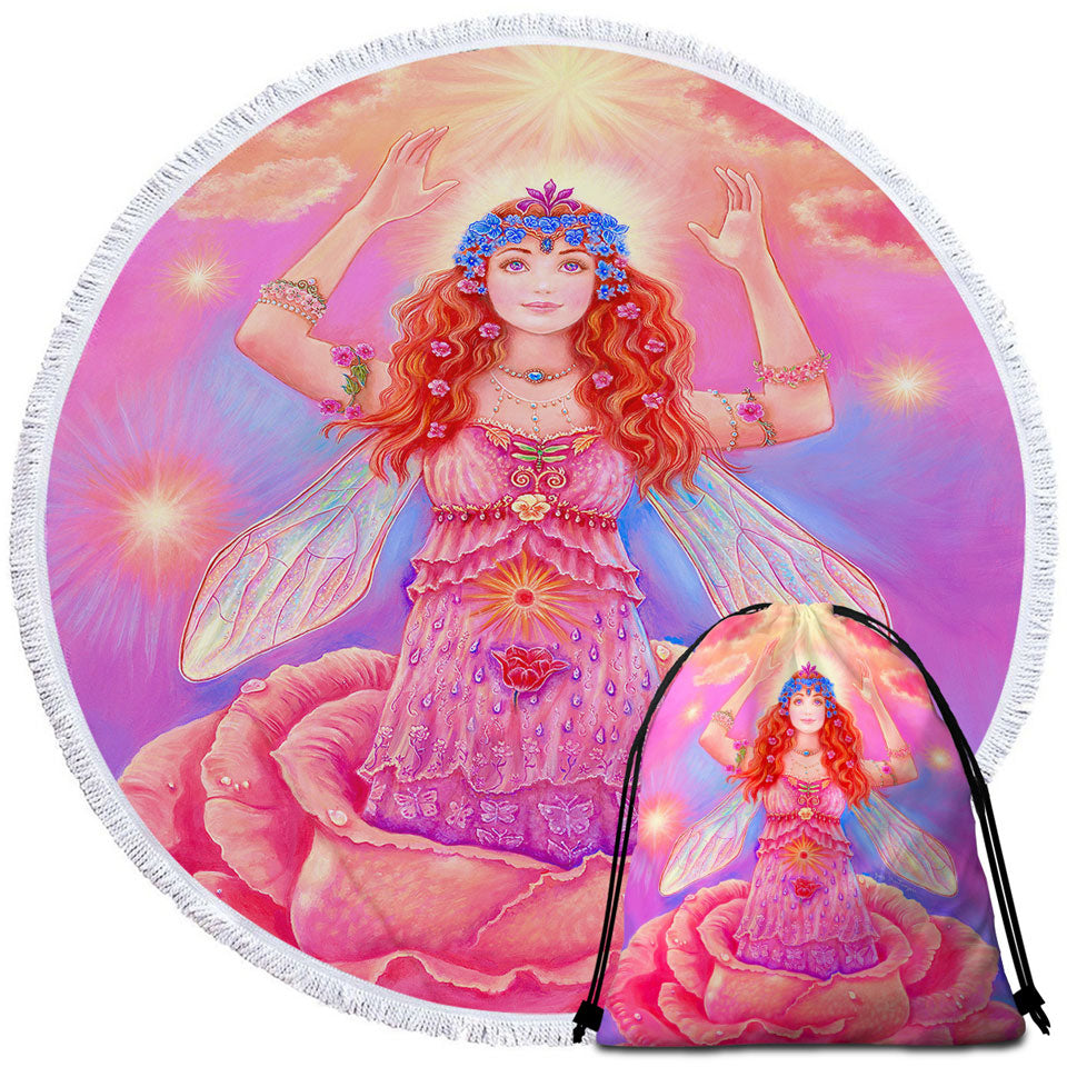 Fairy Tales Big Beach Towels Art Rose Angel Flower Spirit