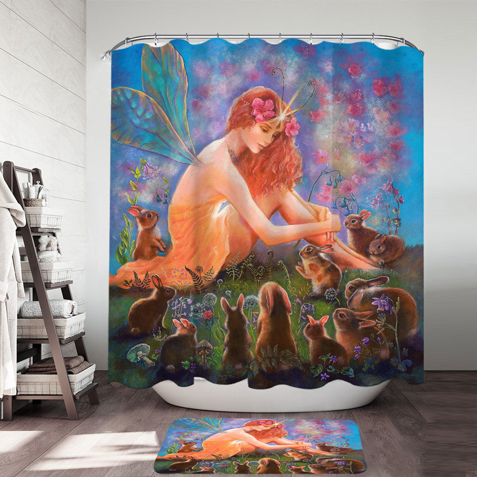 Fairy Tales Shower Curtain Art the Fairy and the Velveteen Rabbit