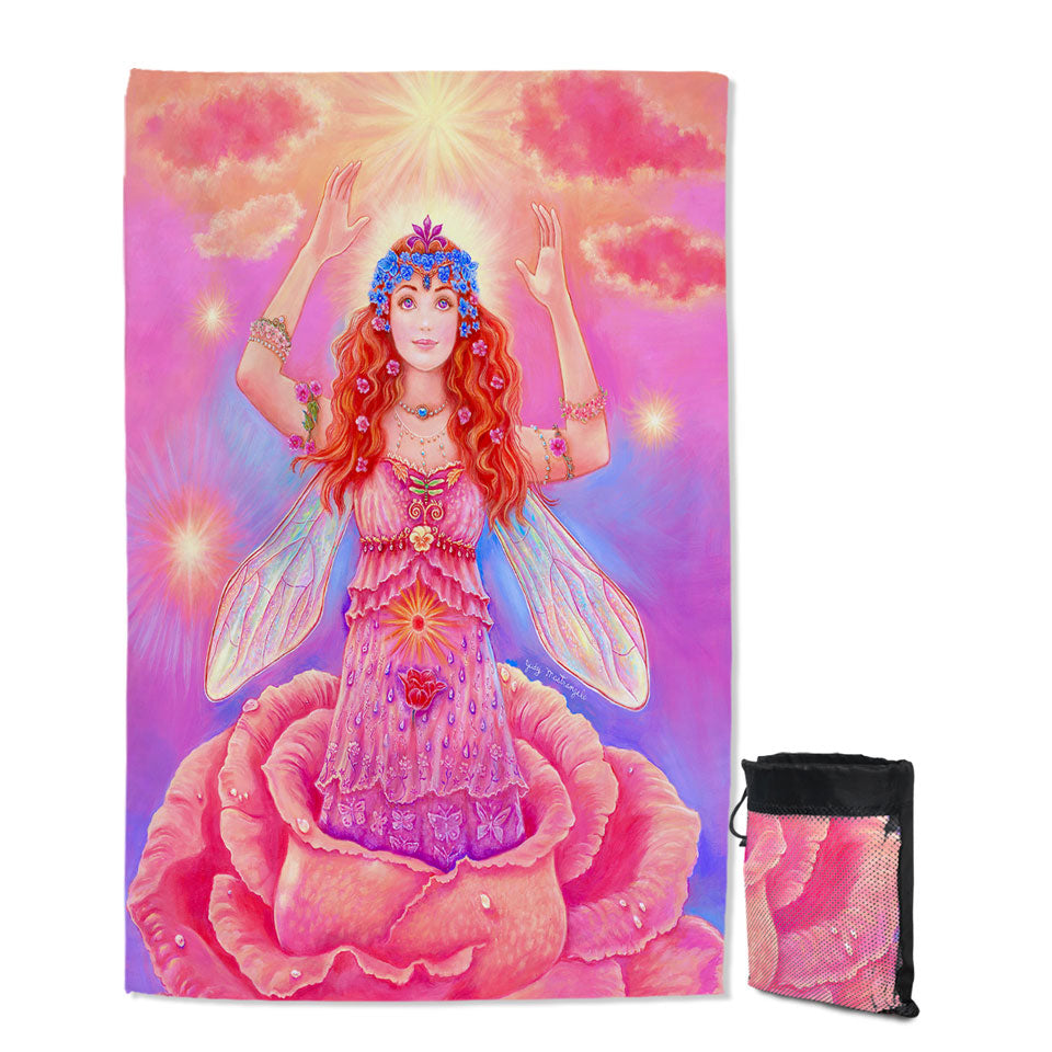 Fairy Tales Swims Towel Art Rose Angel Flower Spirit
