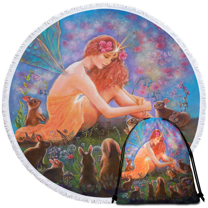 Fairy Tales Travel Beach Towel Art the Fairy and the Velveteen Rabbit