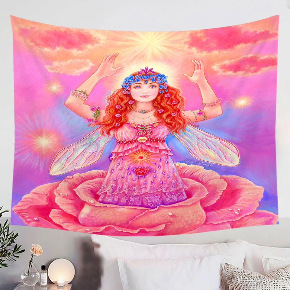 Fairy-Tales-Wall-Decor-Tapestry-Art-Rose-Angel-Flower-Spirit
