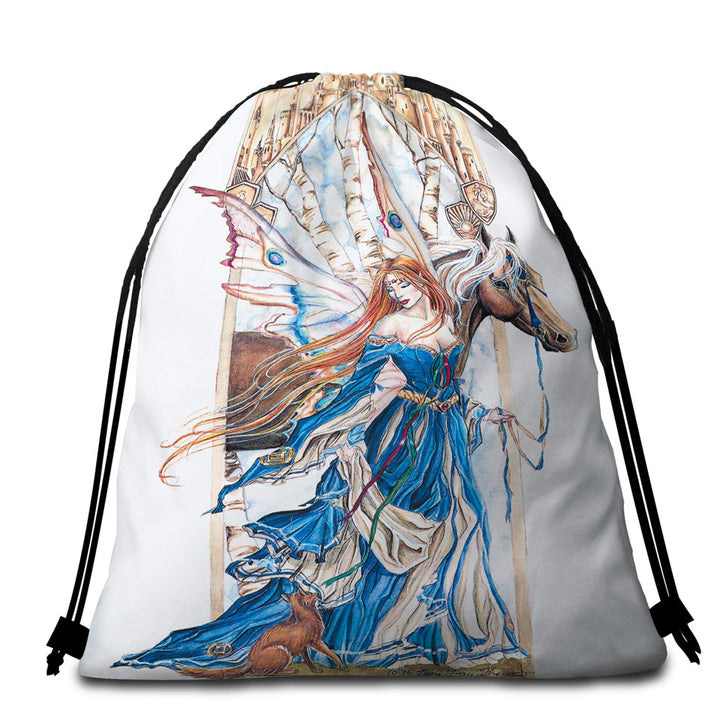 Japanese Koi Water Lilies and Beautiful Girl Beach Bags and Towels