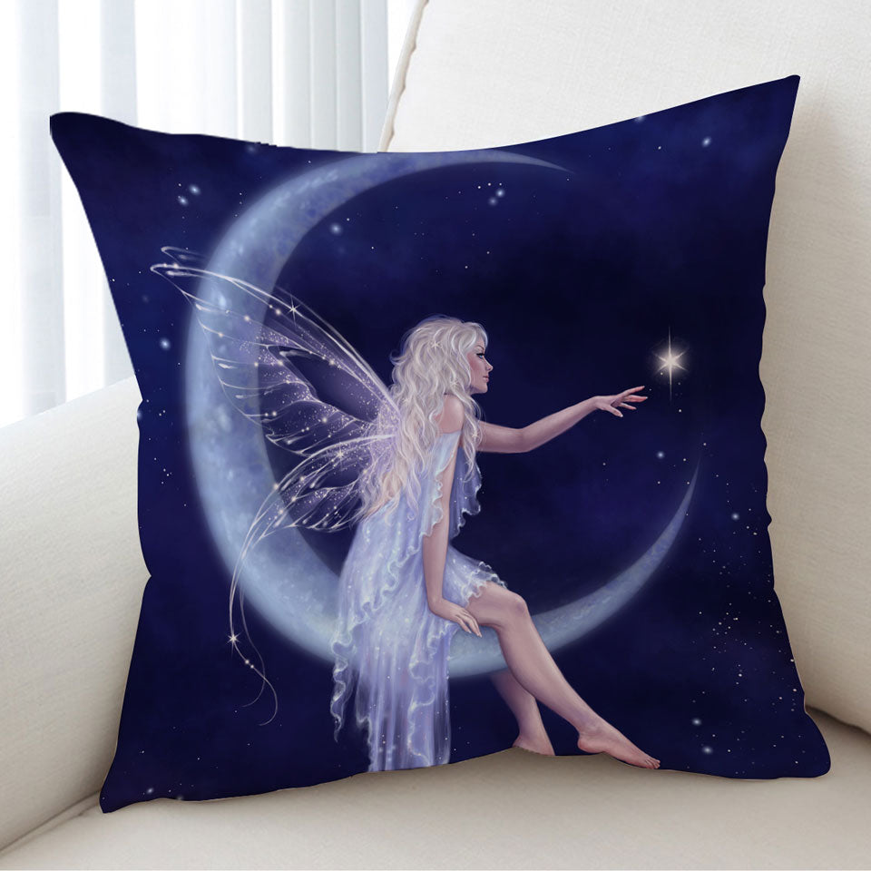 Fairytale Cushion Covers Art the Birth of Star Beautiful Moon Fairy