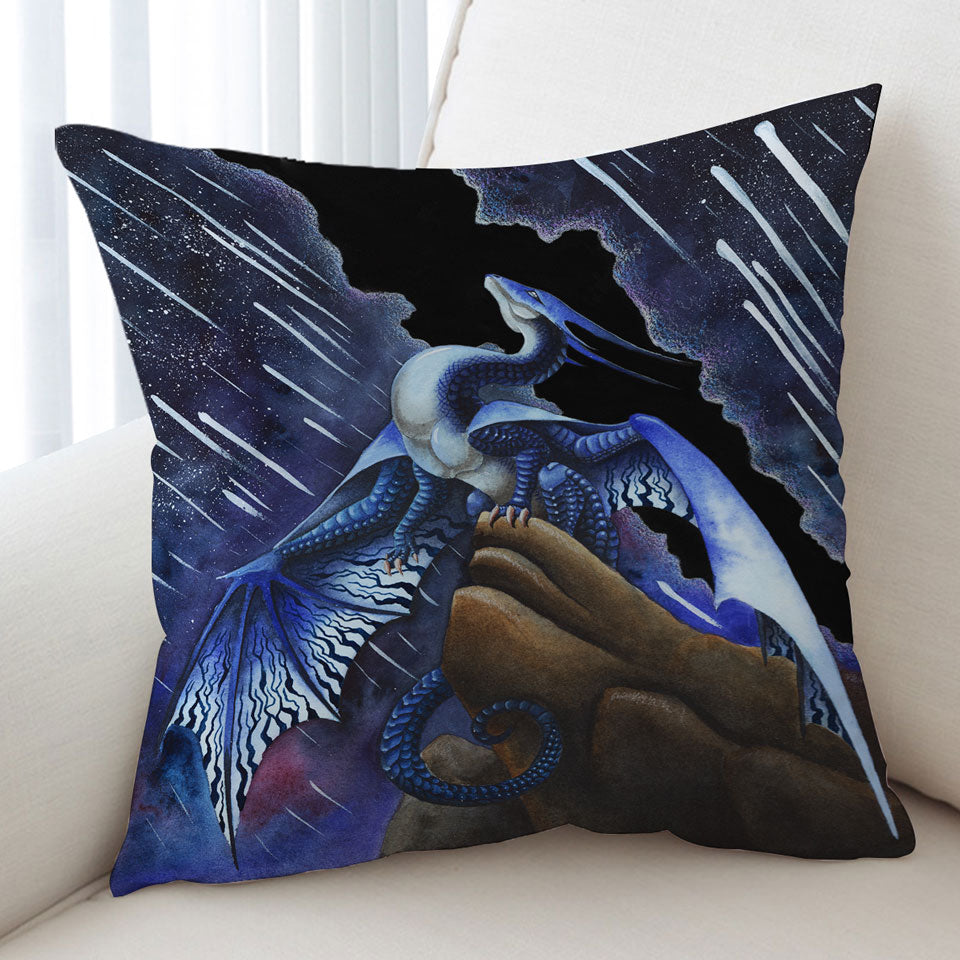 Falling Stars Blue Purple Dragon Cushion Covers