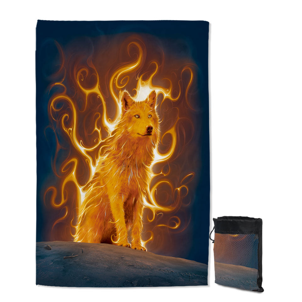 Fantasy Animal Art Phoenix Wolf Lightweight Beach Towel