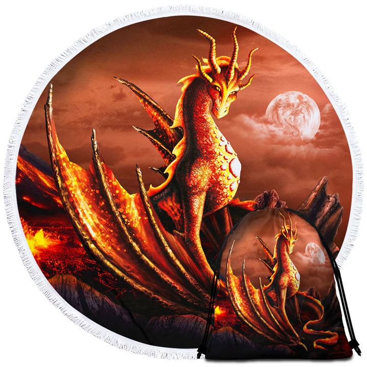 Fantasy Art Alessa the Volcano Lava Dragon Beach Towels