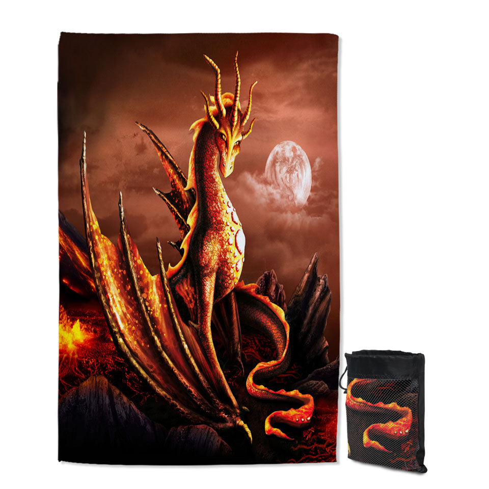 Fantasy Art Alessa the Volcano Lava Dragon Lightweight Beach Towel