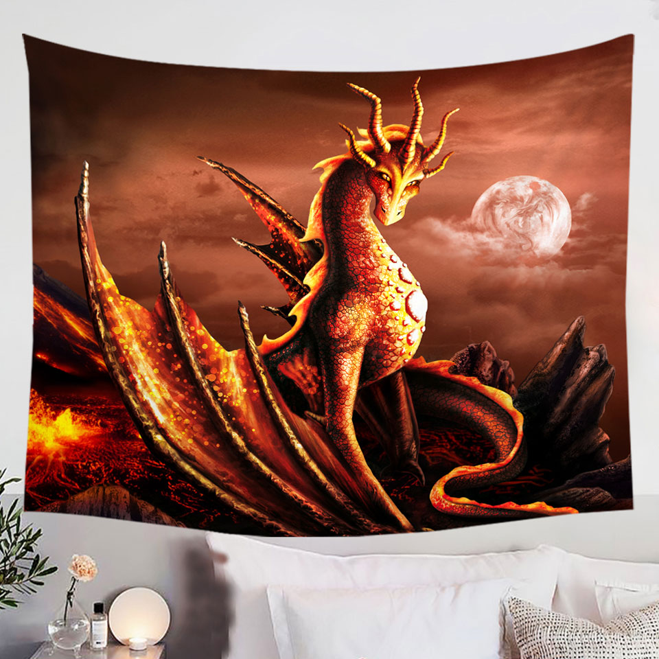 Fantasy-Art-Alessa-the-Volcano-Lava-Dragon-Tapestry-Wall-Hanging