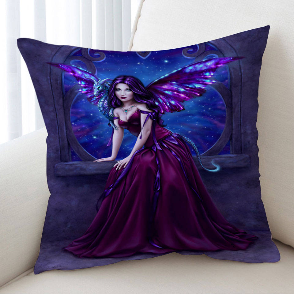 Fantasy Art Andromeda the Purple Dragon Fairy Cushions
