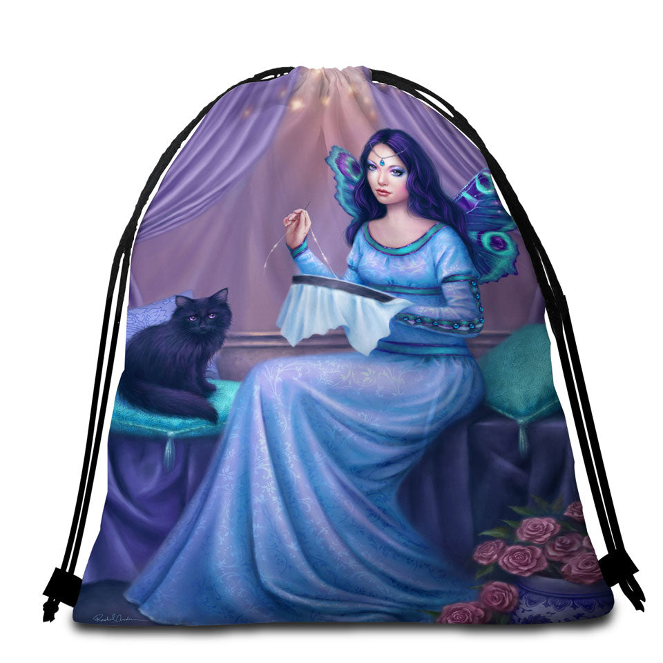 Fantasy Art Ariadne Princess Cat Fairy Beach Bags and Towels