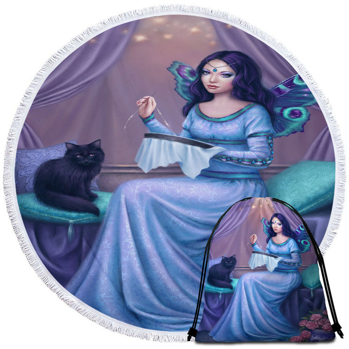 Fantasy Art Ariadne Princess Cat Fairy Beach Towels