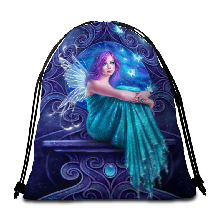 Fantasy Art Astraea the Pretty Butterfly Fairy Beach Bags and Towels for Girls