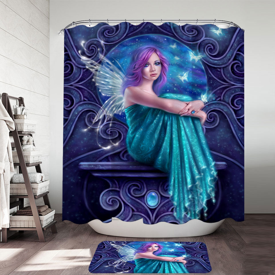 Fantasy Art Astraea the Pretty Butterfly Fairy Shower Curtain for Girls