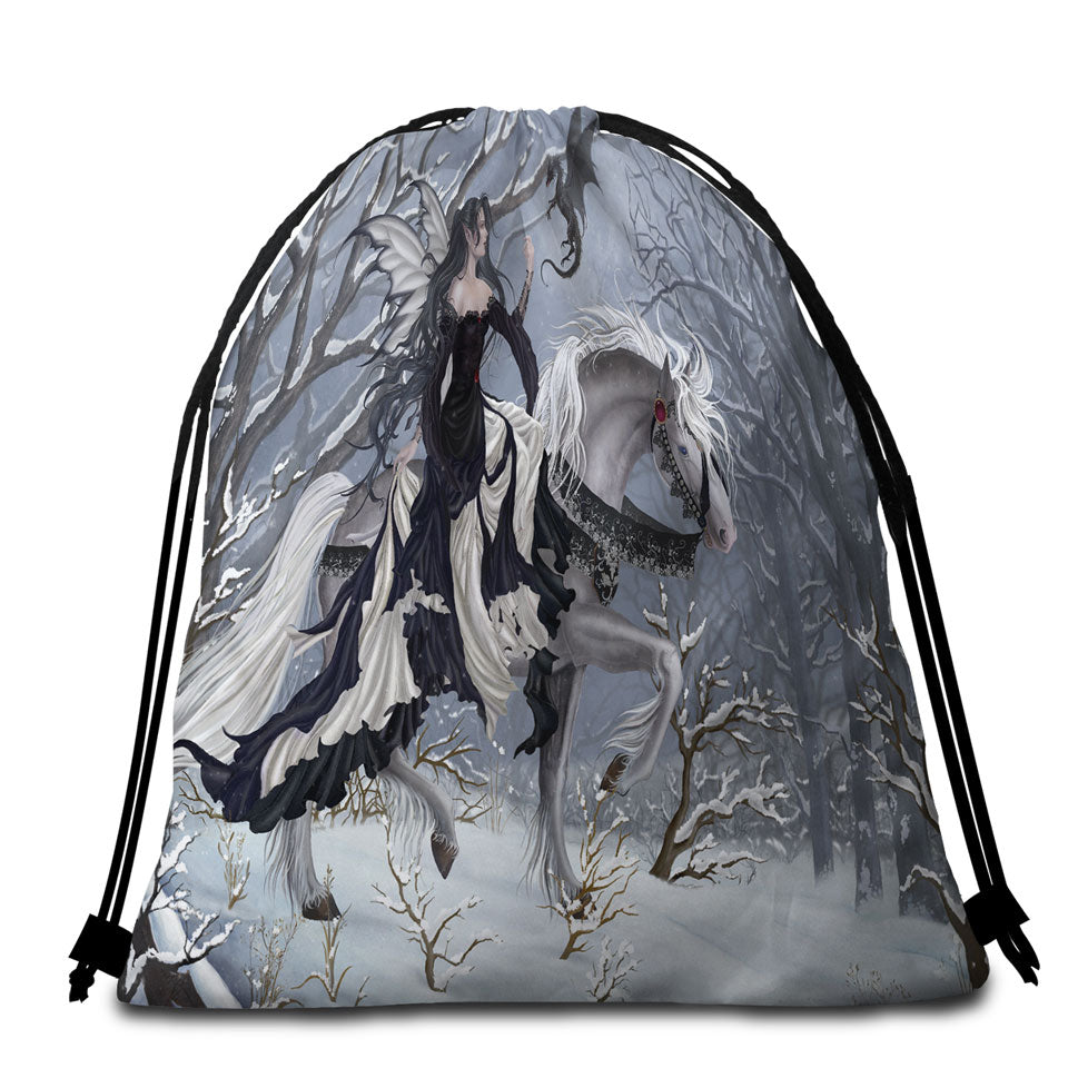 Cool Funny Beach Bags and Towels Crazy Art Epic Frog Riding Unicorn in Space