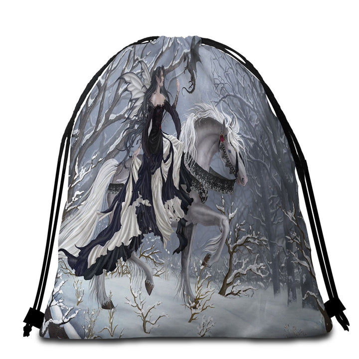 Cool Funny Beach Bags and Towels Crazy Art Epic Frog Riding Unicorn in Space