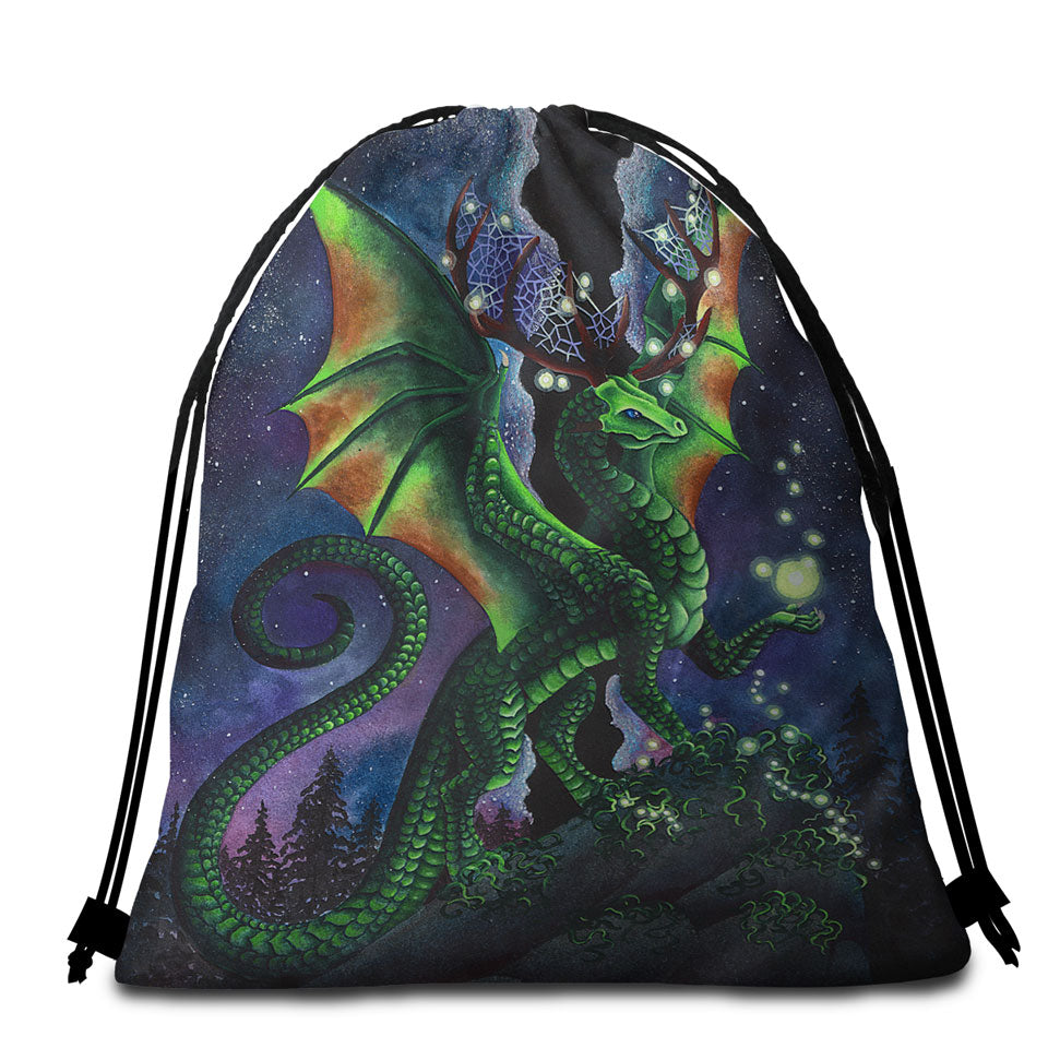 Fantasy Art Beach Towel Bag Dragon the Dream Keeper