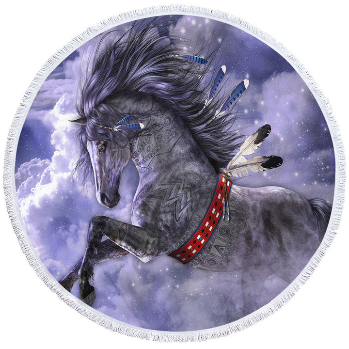 Fantasy Art Beach Towels On Sale Spirit Horse in the Clouds