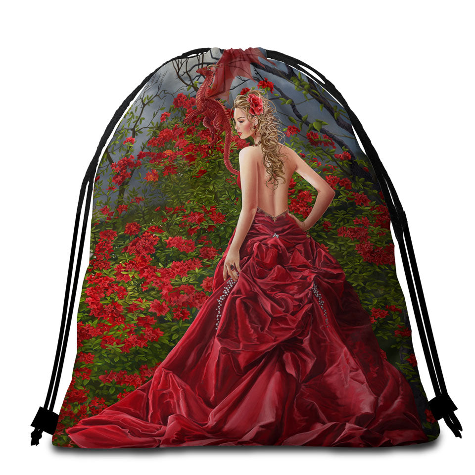 For the Love of Chocolate Beautiful Woman Beach Towel Bags