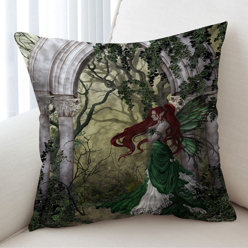 Fantasy Art Beautiful Cushion Covers with Redhead Green Fairy