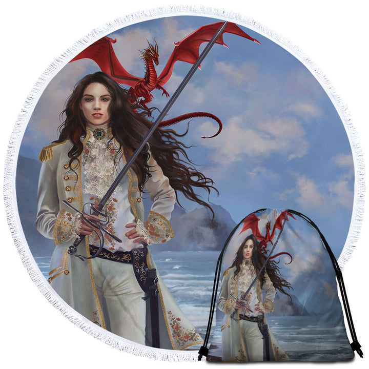 Fantasy Art Beautiful Pirate Girl Beach Towels
