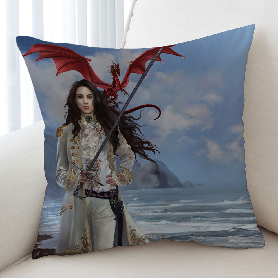 Fantasy Art Beautiful Pirate Girl Cushion Cover