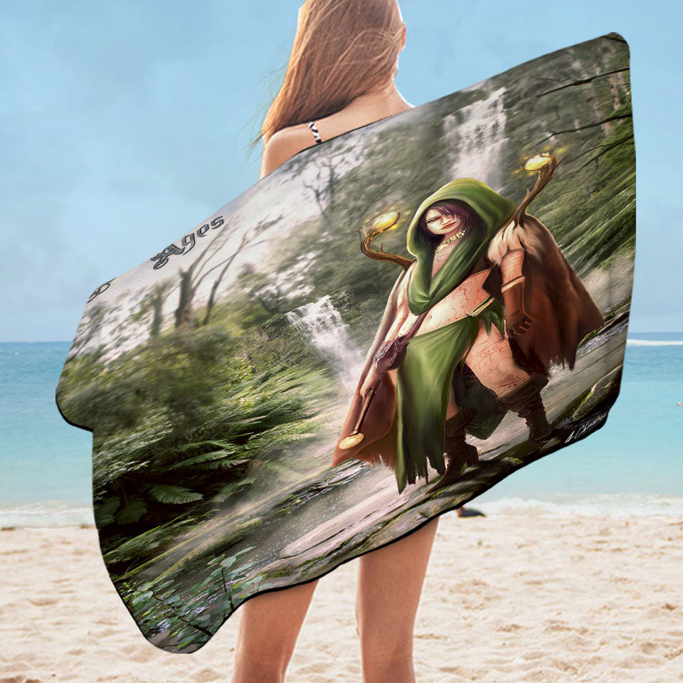 Fantasy Art Beautiful Woman Warrior Beach Towel