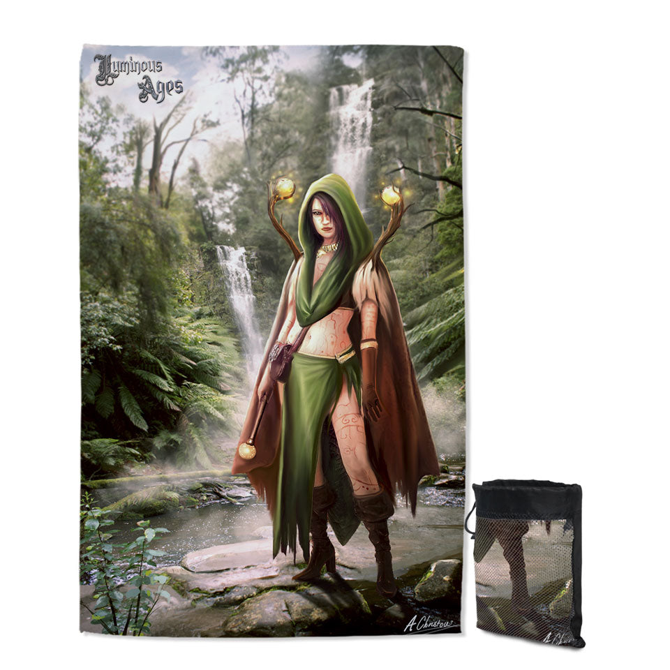 Fantasy Art Beautiful Woman Warrior Quick Dry Beach Towel