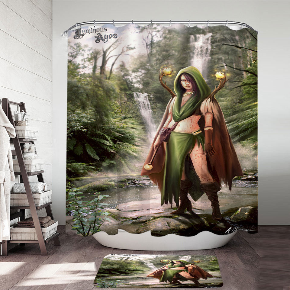 Fantasy Art Beautiful Woman Warrior Shower Curtain