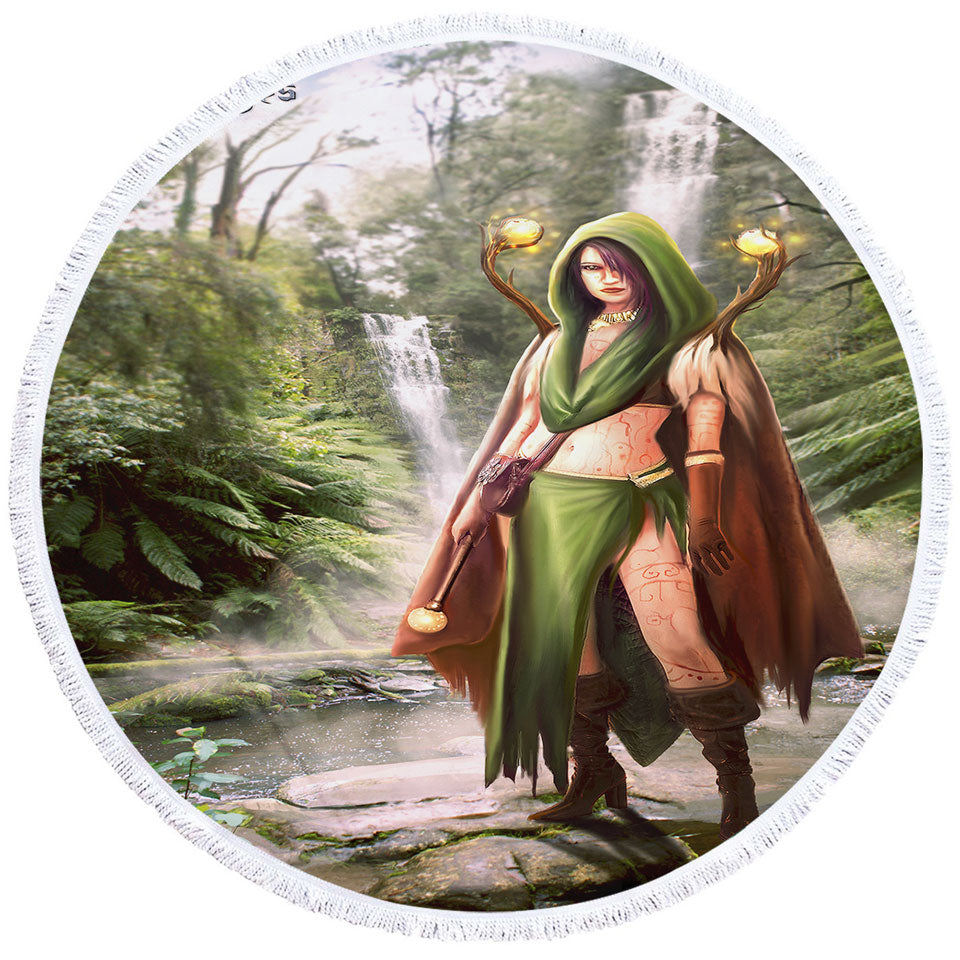 Fantasy Art Beautiful Woman Warrior Unique Beach Towels