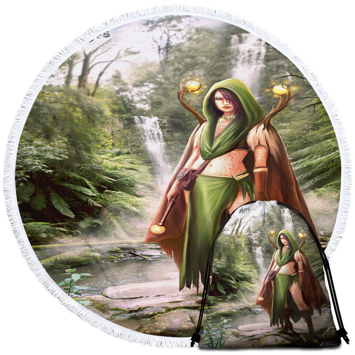 Fantasy Art Beautiful Woman Warrior Unusual Beach Towels