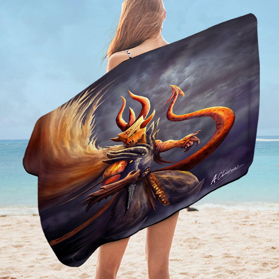 Fantasy Art Berit of Abolition Scary Demon Beach Towels