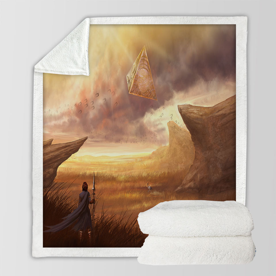 products/Fantasy-Art-Blankets-Hovering-Pyramid-above-Warrior