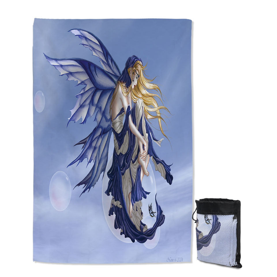 Fantasy Art Blue Dream Fairy Thin Beach Towels